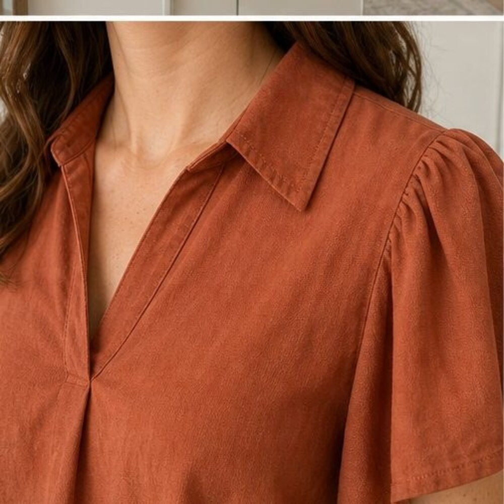 Rust Ruffle Blouse - Picture 4 of 6